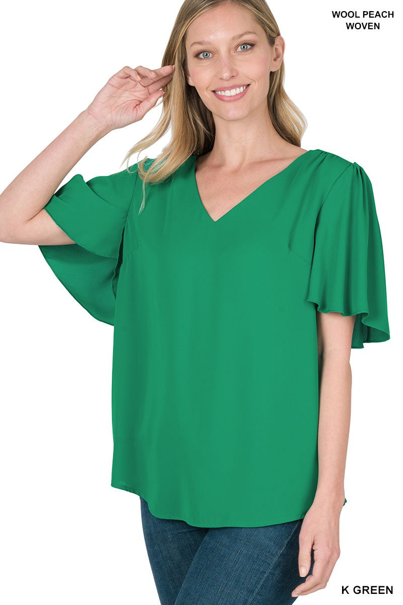 Zenana Waterfall Sleeve V-Neck top