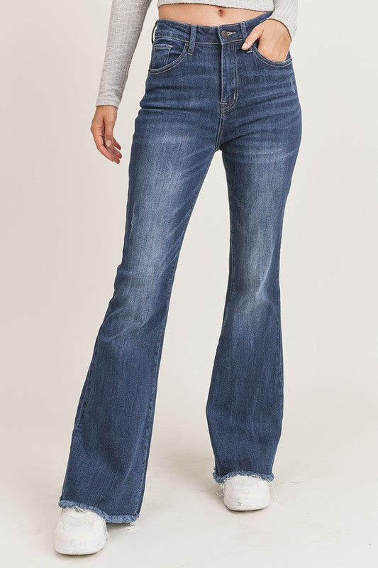 Frayed hem hot sale flare jeans