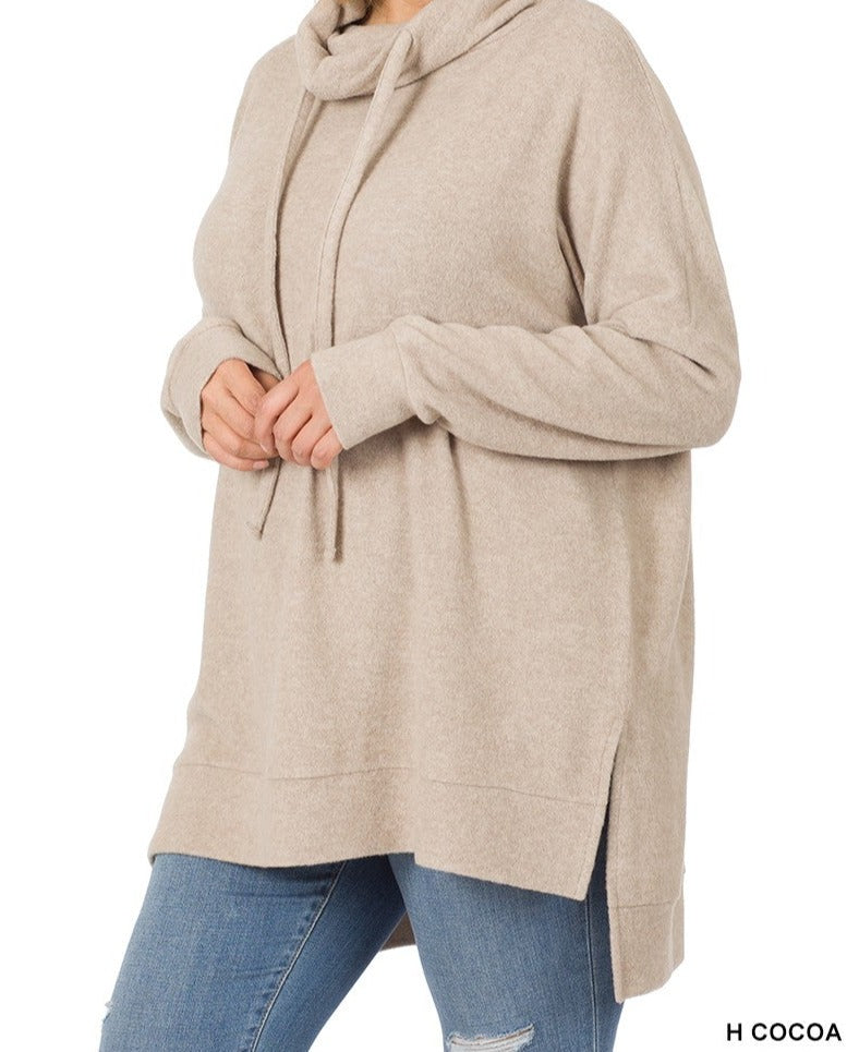 Zenana Brushed Melange Funnel Neck Sweater