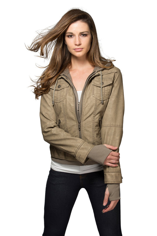 Coalition Girl Next Door Vegan Leather Hooded Jacket