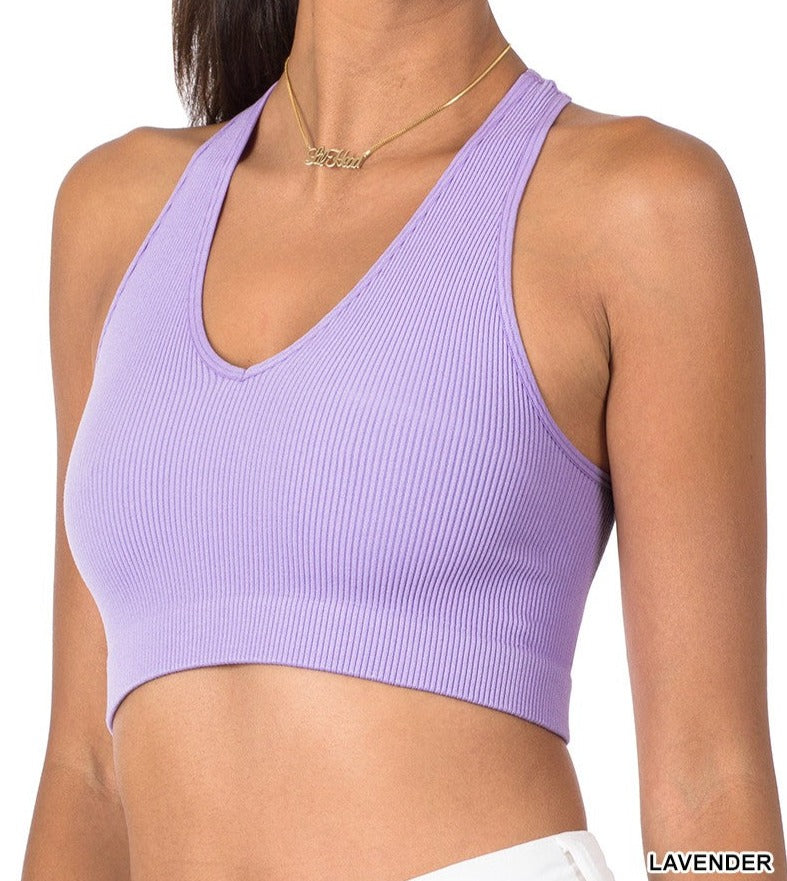 Zenana Ribbed Cropped Racerback Tank