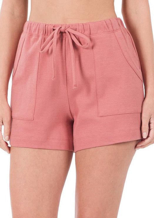 Zenana Cotton Drawstring Shorts