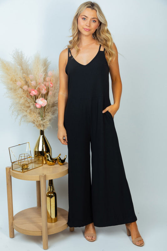 Sleeveless Solid Knit Jumpsuit