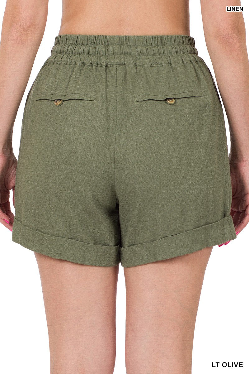 Zenana Linen Drawstring Shorts