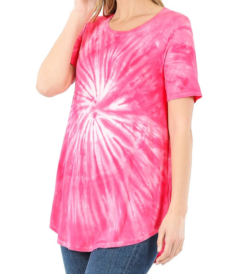 Zenana Tie Dye Round Neck Top