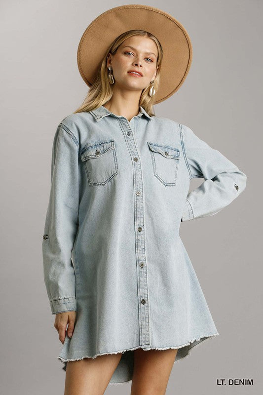 Umgee Button Down Denim Dress