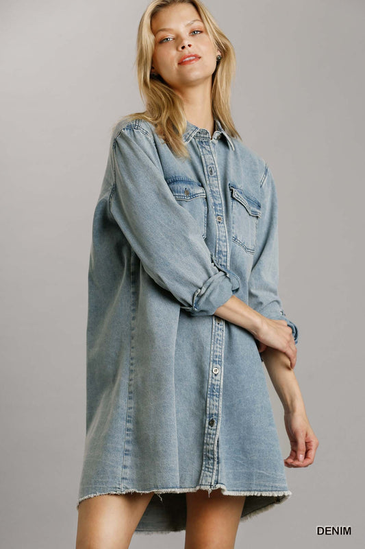 Umgee Button Down Denim Dress