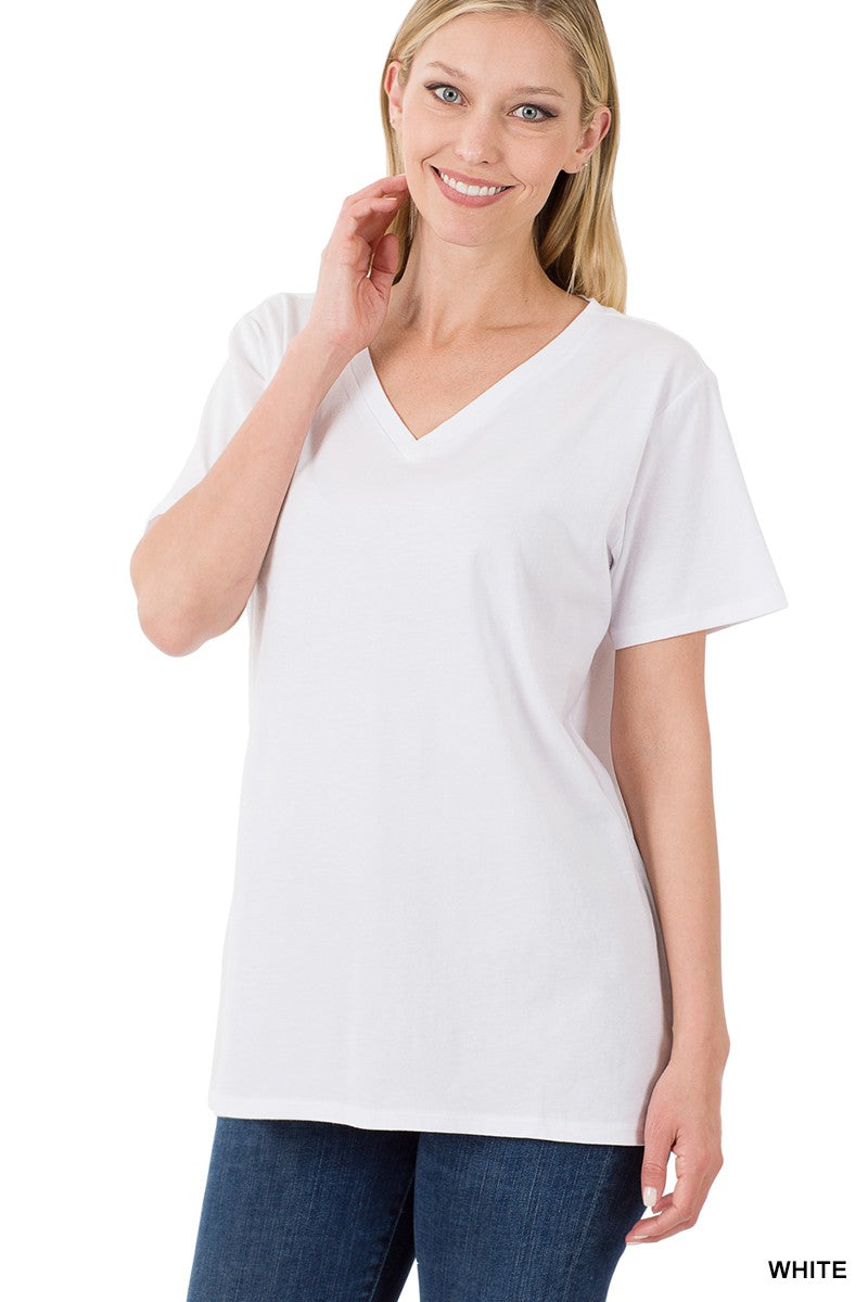 Zenana Short Sleeve Boyfriend V-Neck Tee