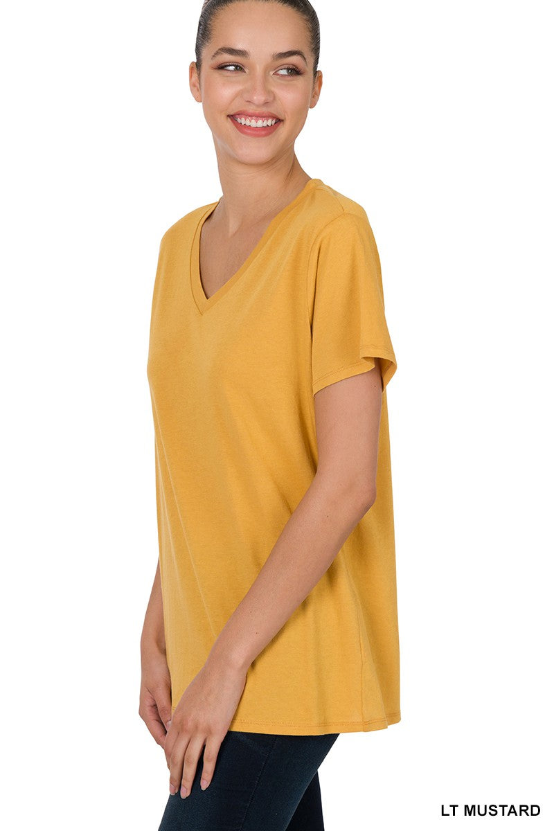 Zenana Short Sleeve Boyfriend V-Neck Tee