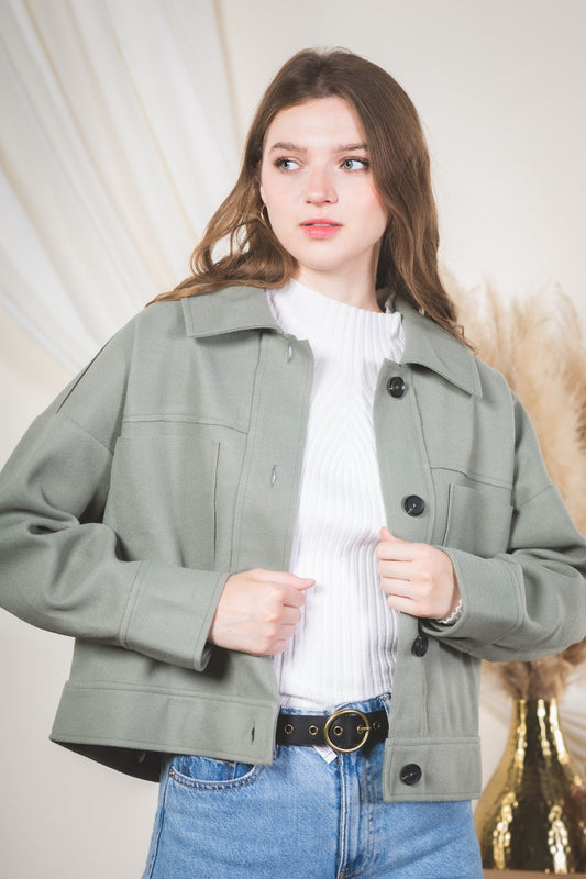 Very J Oversized Pocket Patched Collared Shacket