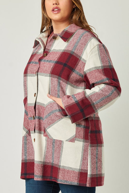 Hayden Plaid Button Up Patch Pocket Coat