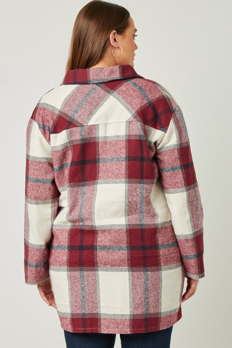 Hayden Plaid Button Up Patch Pocket Coat