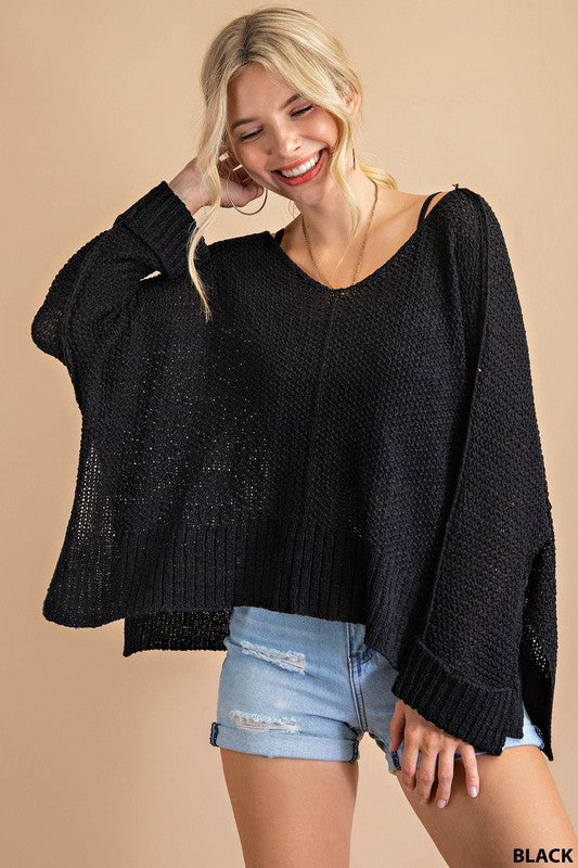 Kori America Soft Thread V Neck Sweater