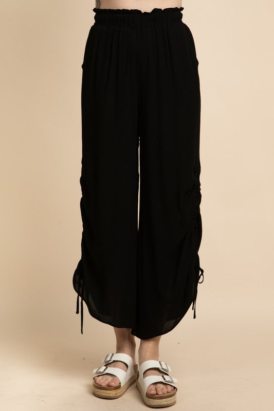 Loveriche Side Ruched Ruffle Waist Pants