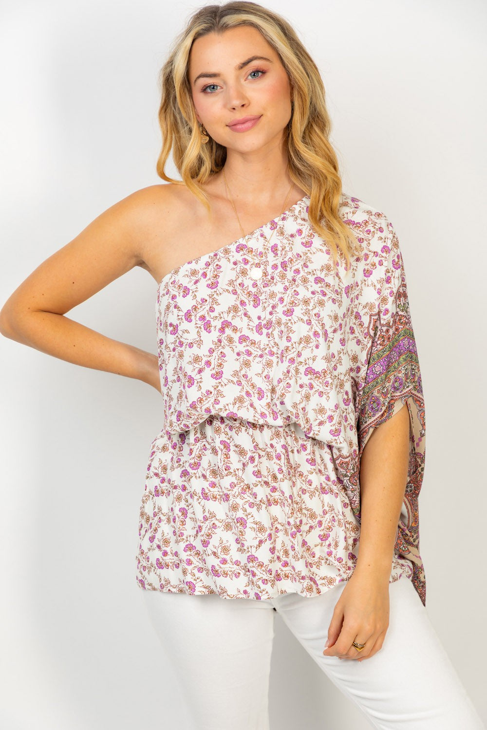 White Birch Off Shoulder Floral Print Top