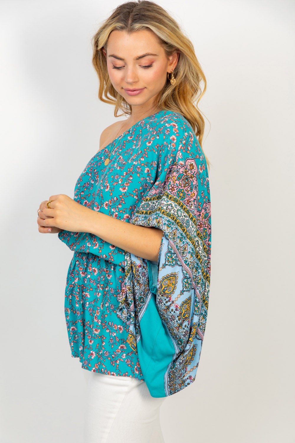 White Birch Off Shoulder Floral Print Top