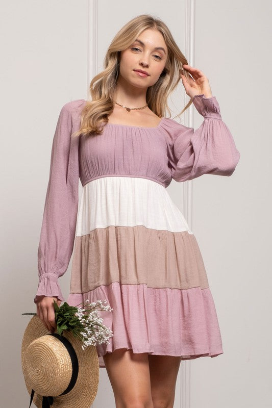 Perch by Blu Pepper Tiered Colorblock Dress