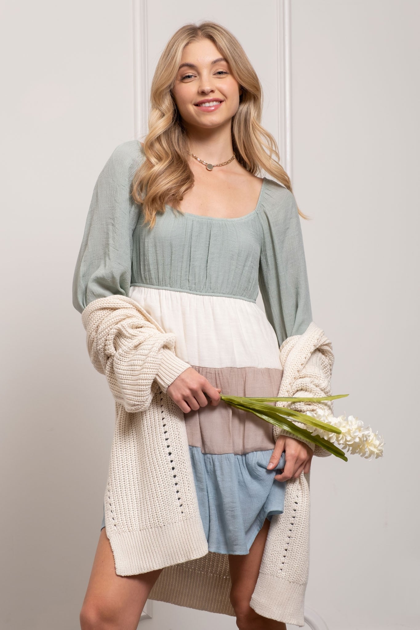 Perch by Blu Pepper Tiered Colorblock Dress