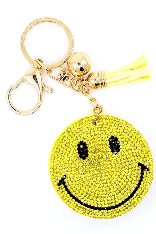 Yellow Crystal Smiley Face Keychain