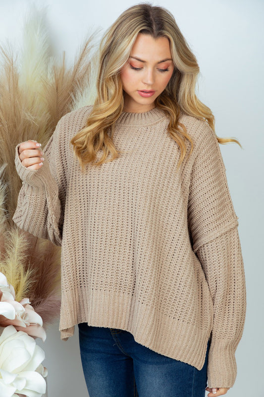 White Birch Long Sleeve Solid Knit Sweater