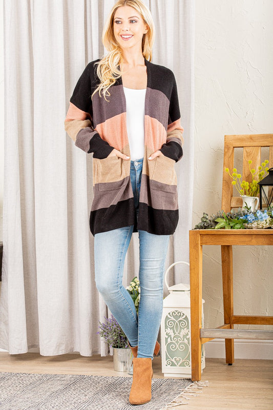 Heimish Multi Color Block Open Sweater Cardigan