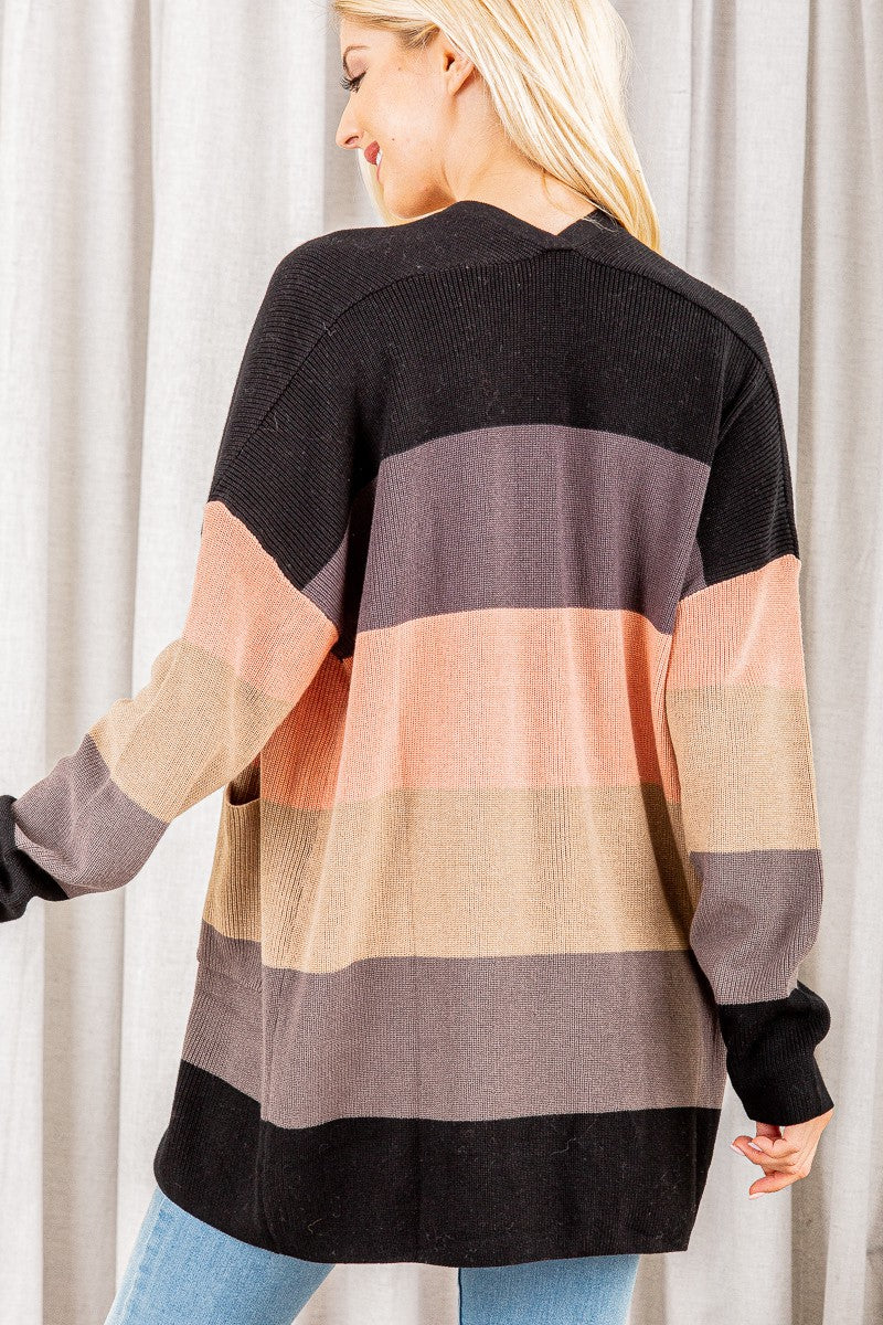 Heimish Multi Color Block Open Sweater Cardigan
