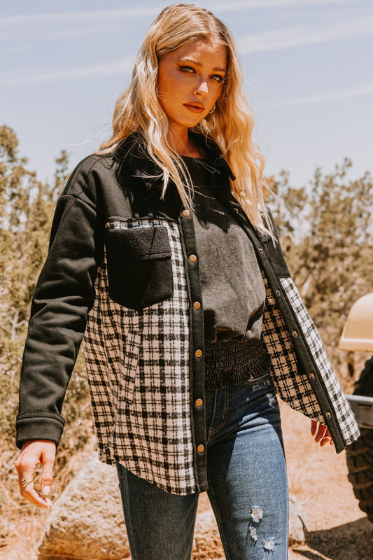 Oddi Plaid Double Bust Pocket Shacket