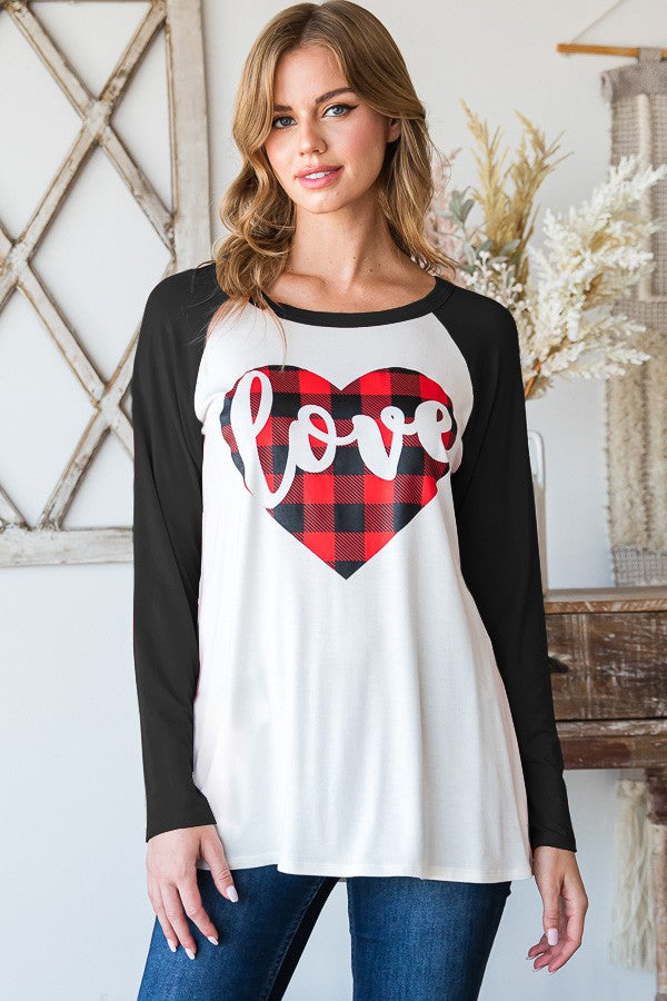 Heimish Jersey Style Long Sleeve With Love Buffalo Heart