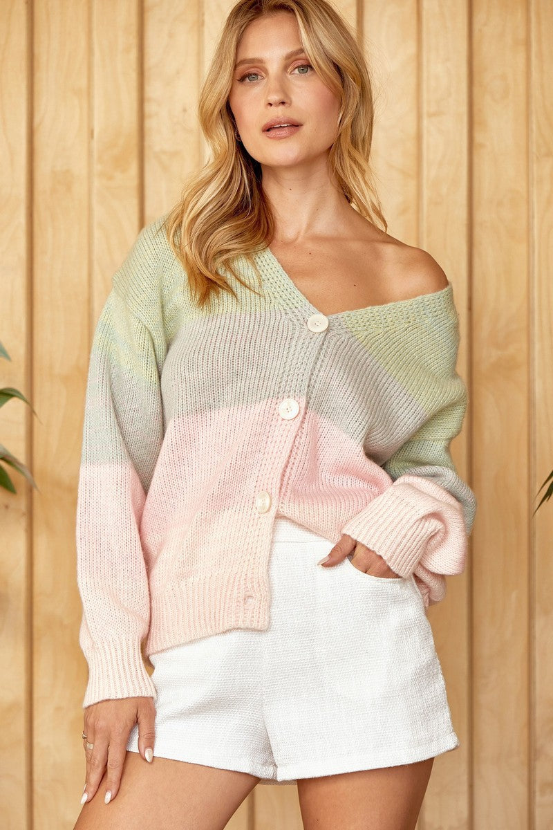 Emily Wonder Colorblock Fuzzy Yarn Sweater