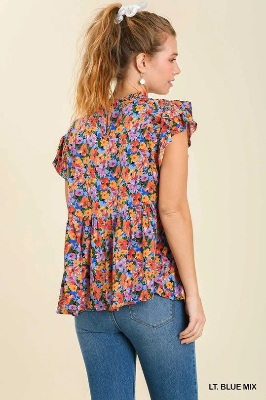 Umgee Floral Layered Baby Doll Top