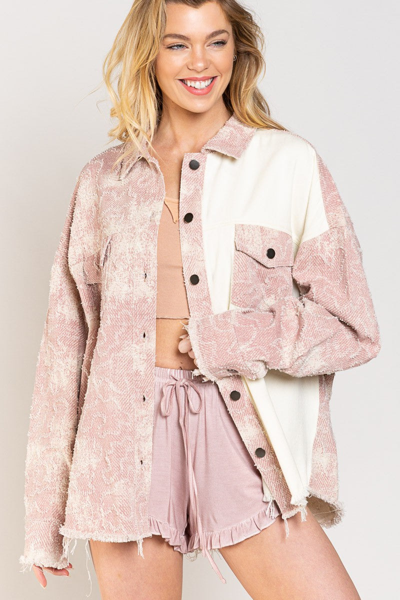 POL Colorblock Front Pocket Shacket