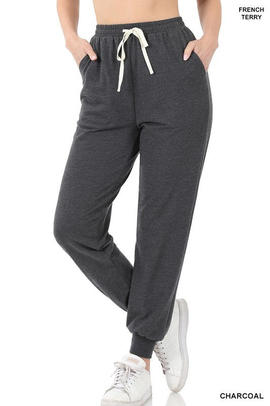 Zenana French Terry Drawstring Joggers