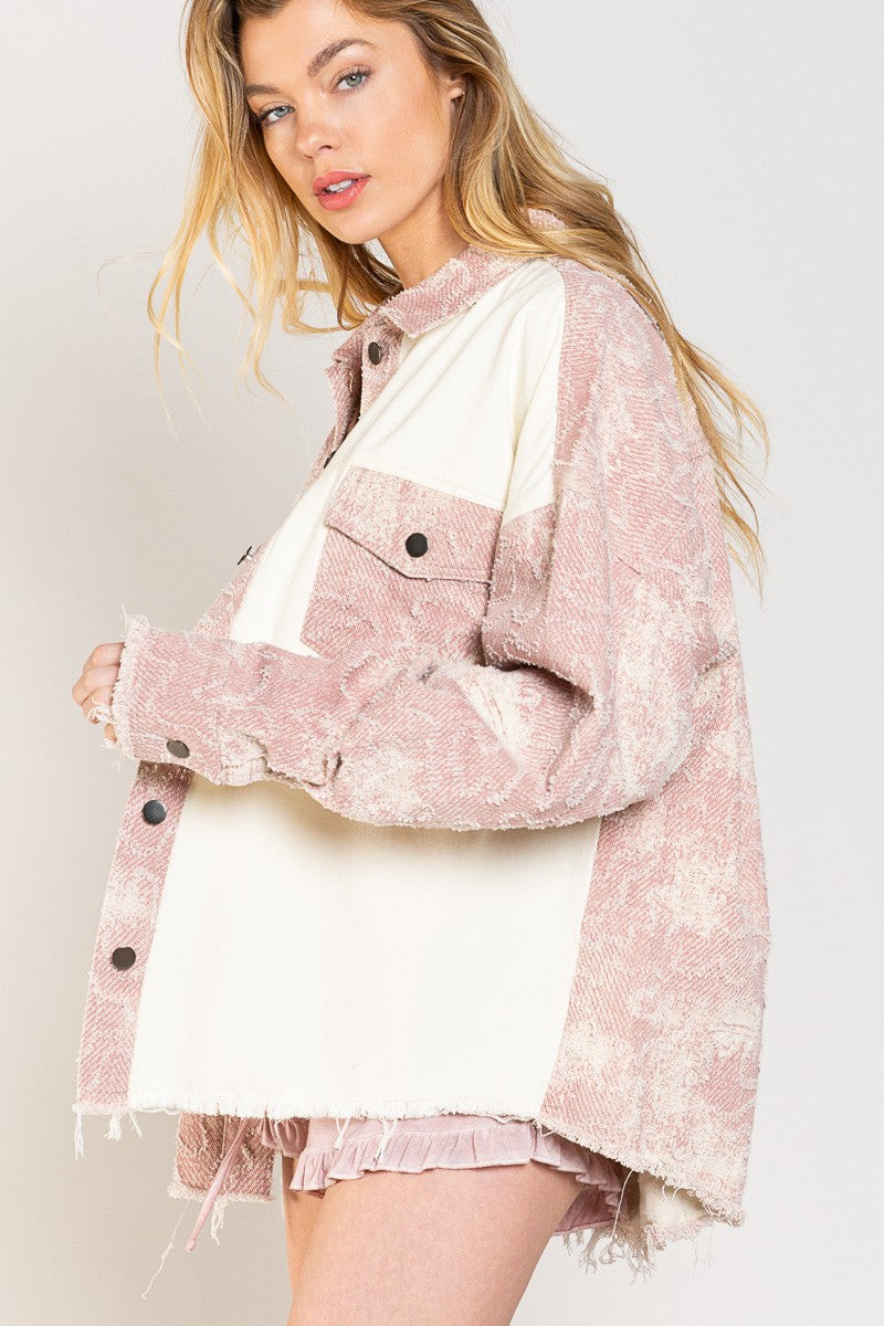 POL Colorblock Front Pocket Shacket