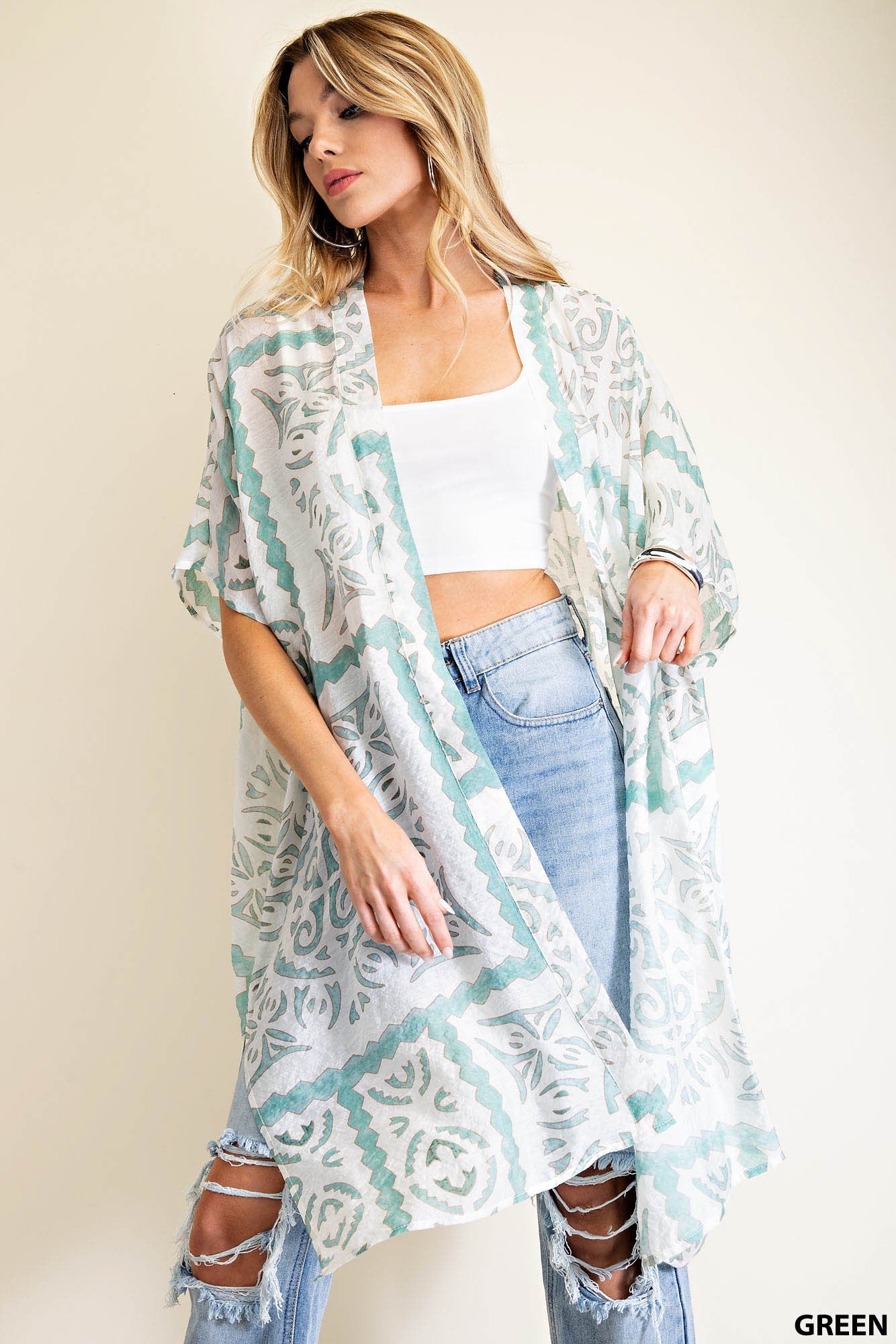 Kori America Aztec Printed Long Kimono