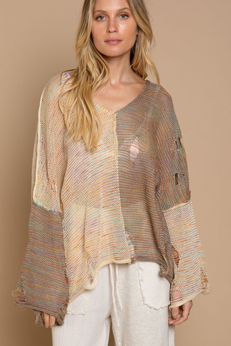 POL Glitter Multi Thread Distressed Top