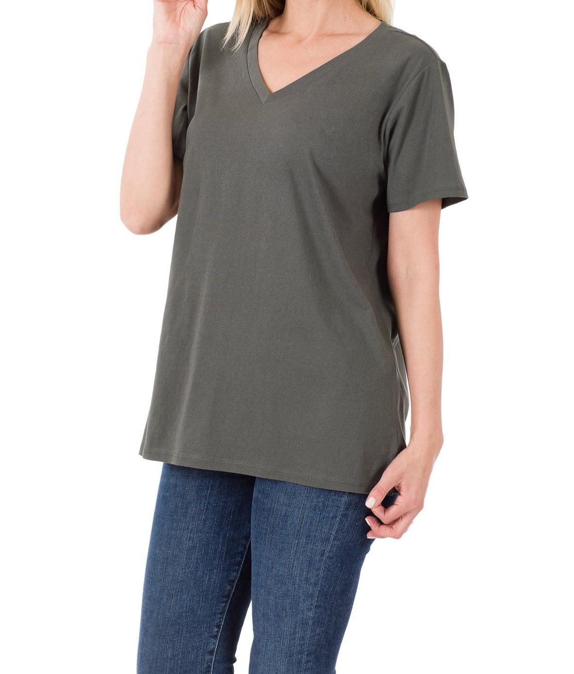Zenana Cotton Short Sleeve V-Neck Tee
