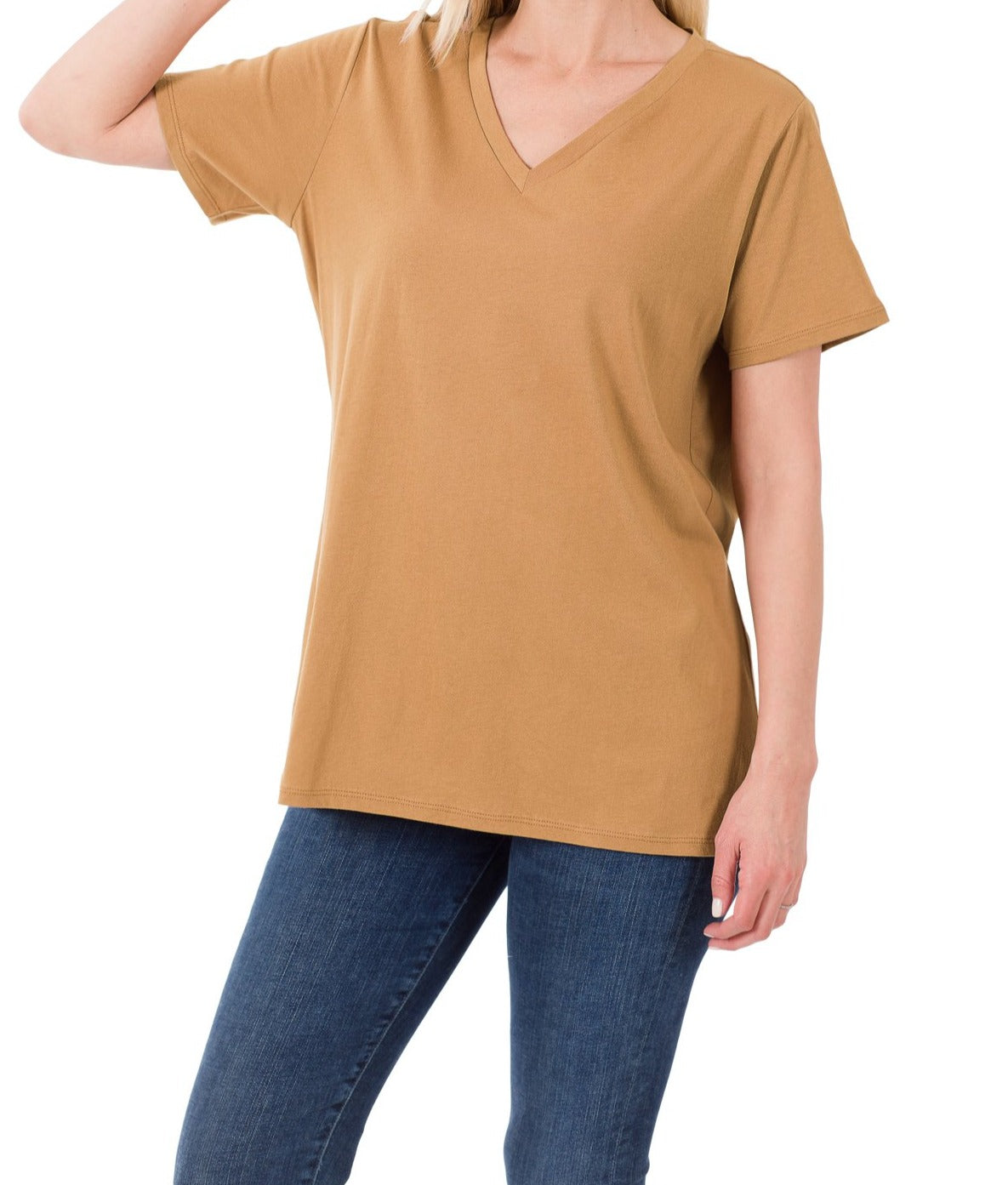 Zenana Cotton Short Sleeve V-Neck Tee
