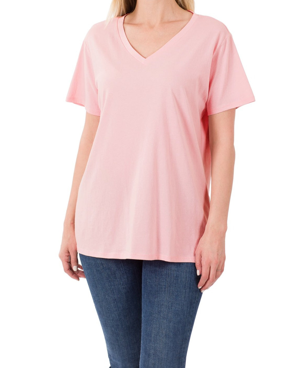 Zenana Cotton Short Sleeve V-Neck Tee