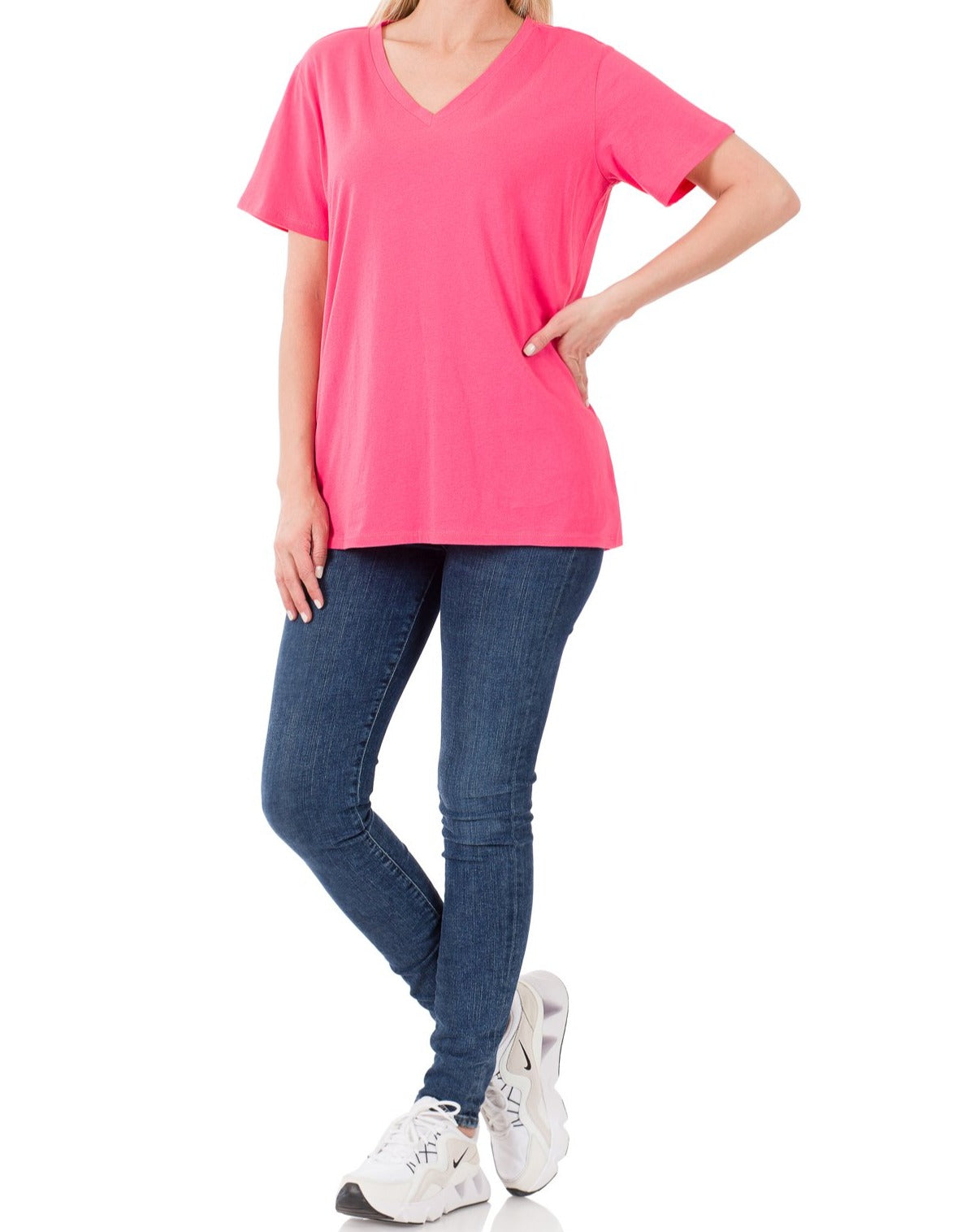 Zenana Cotton Short Sleeve V-Neck Tee