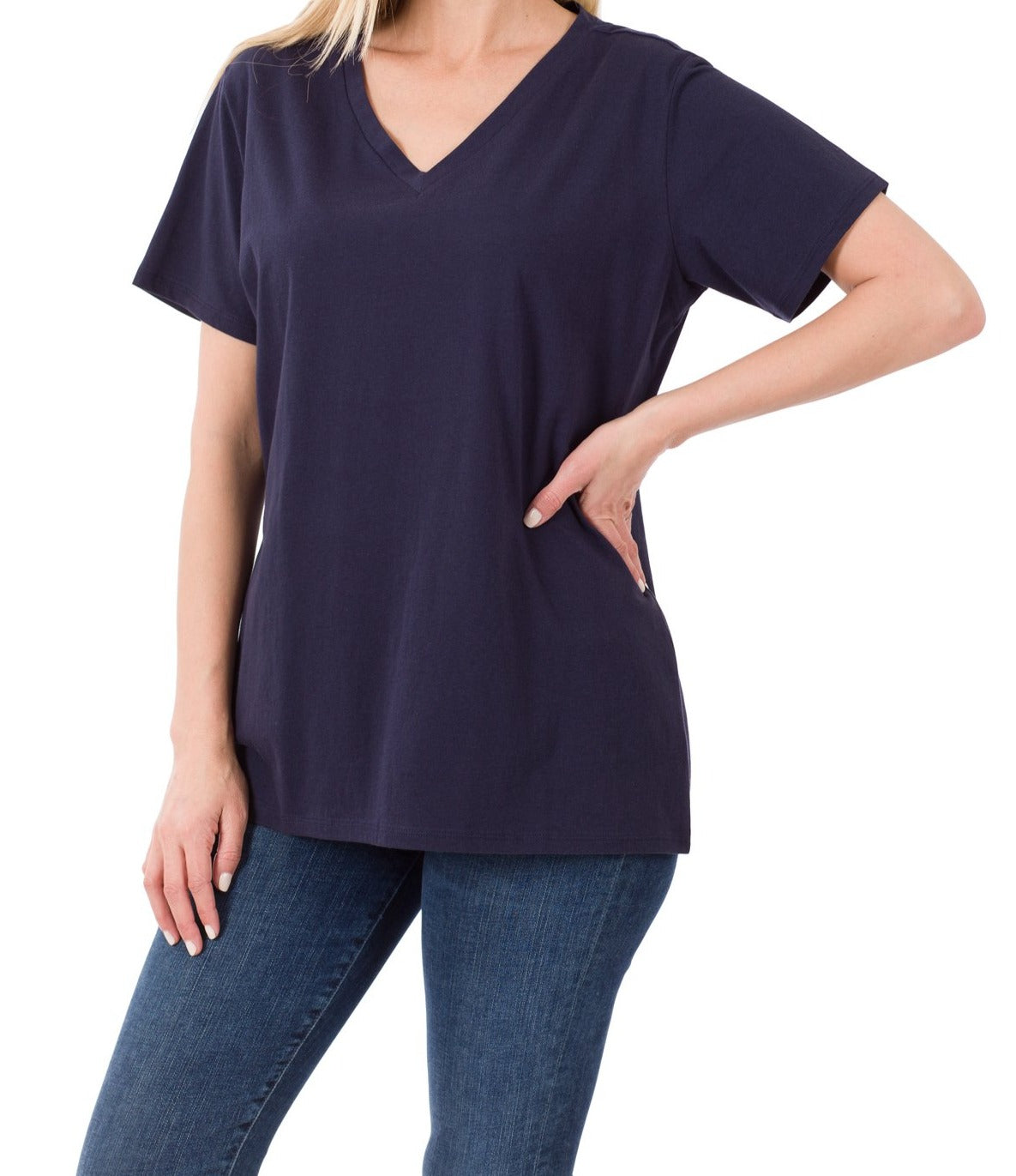 Zenana Cotton Short Sleeve V-Neck Tee