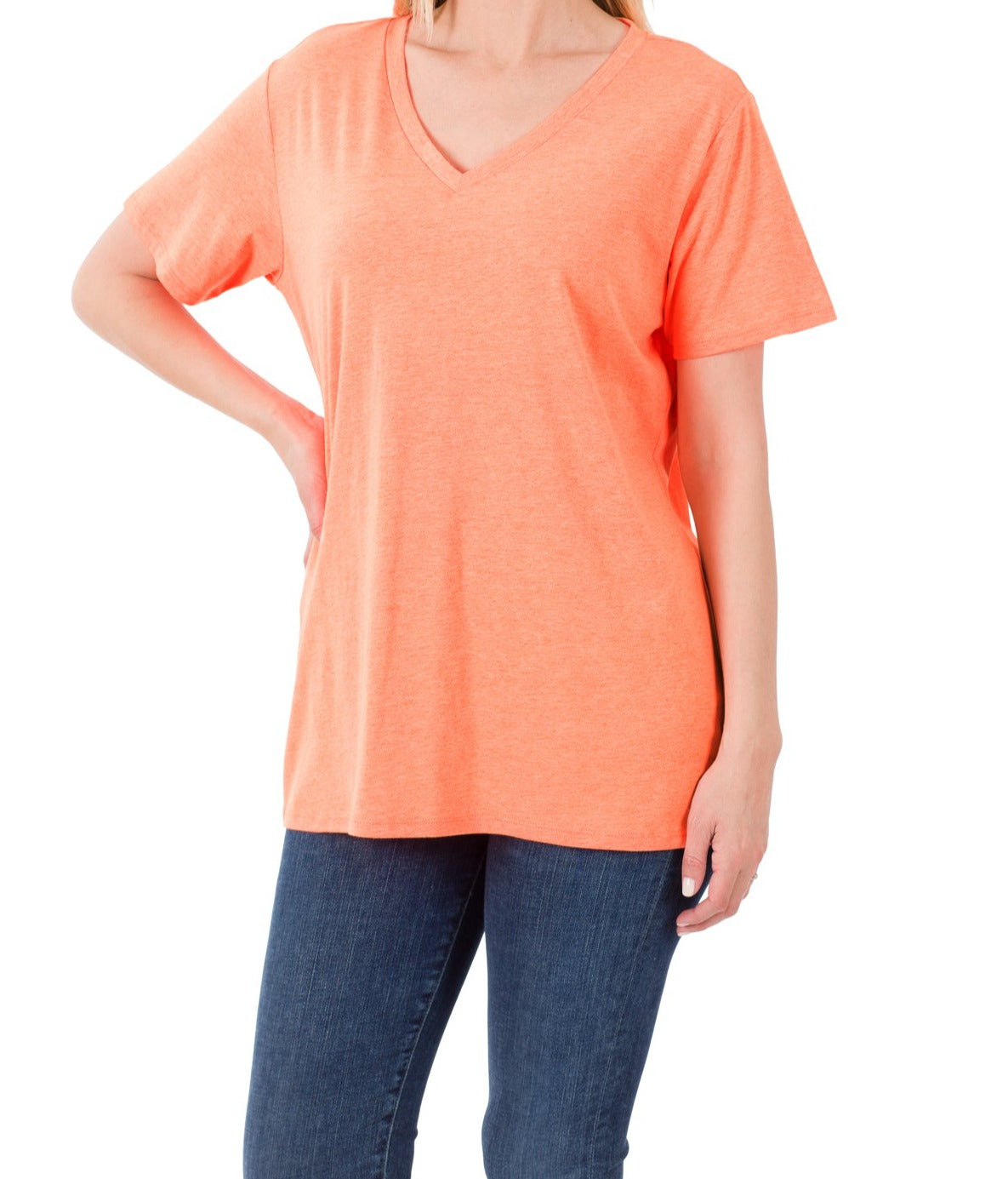 Zenana Cotton Short Sleeve V-Neck Tee