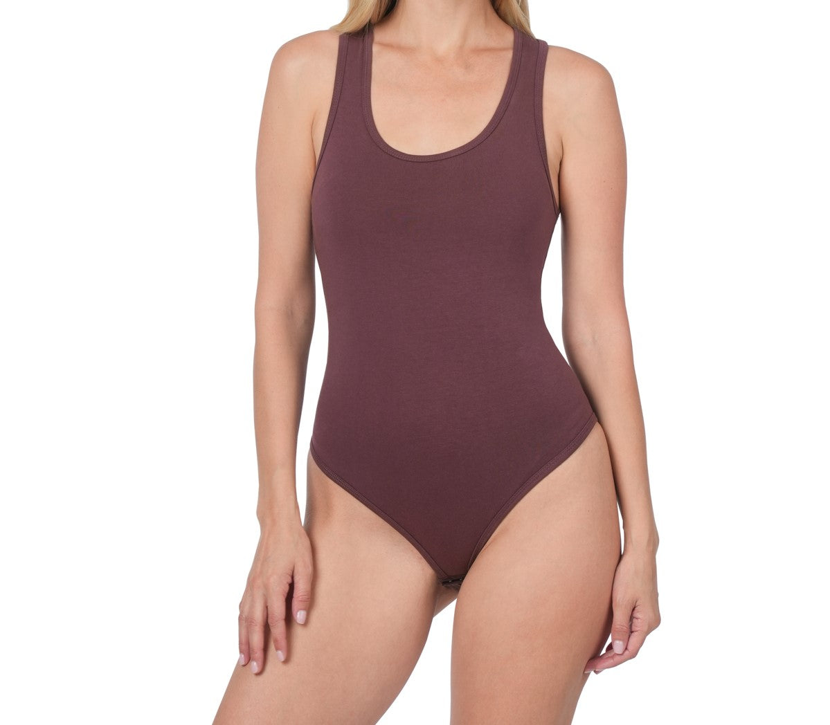 Zenana Cotton Racerback Bodysuit