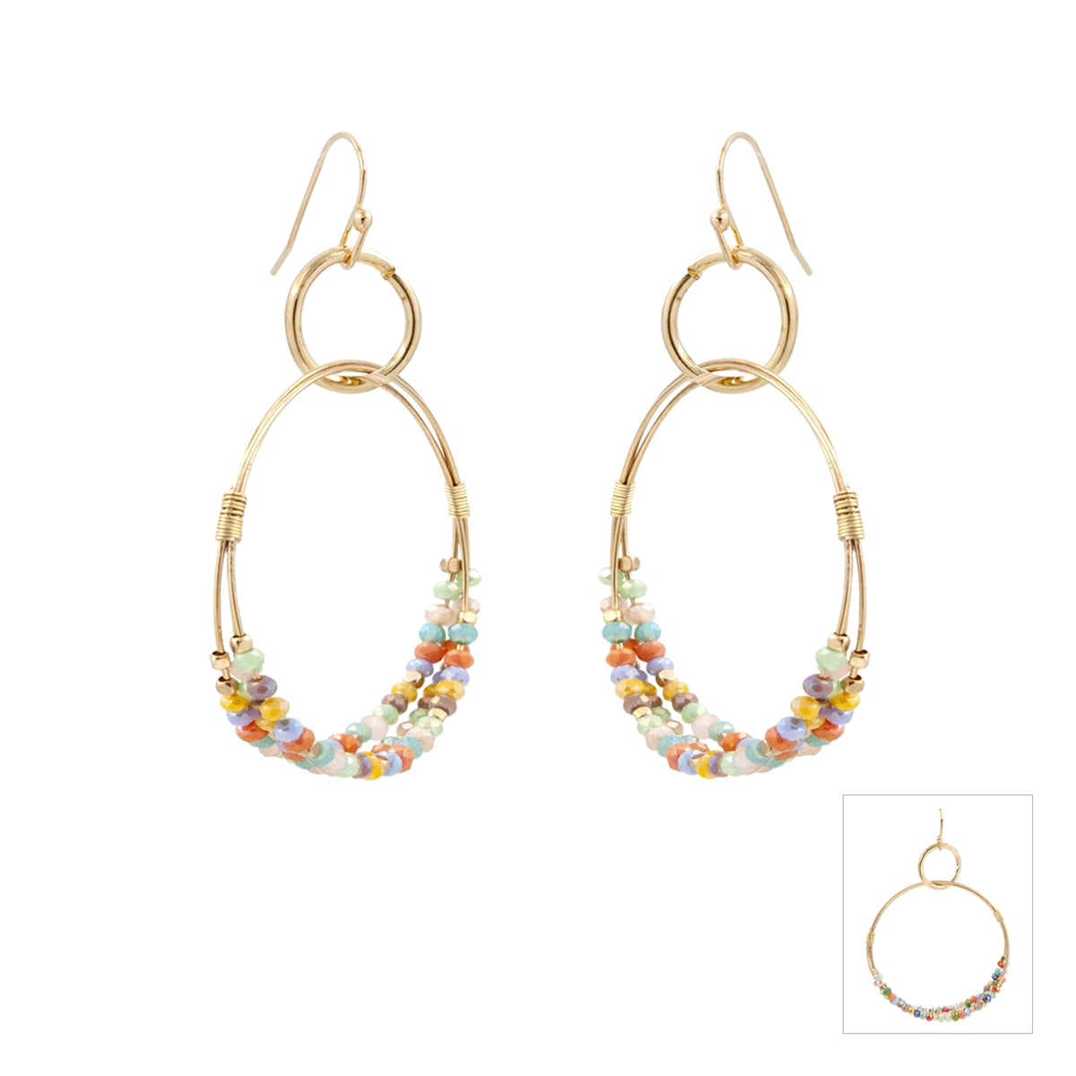 What's Hot Gold Wired DBL. Layered Multi Crystal Earrings
