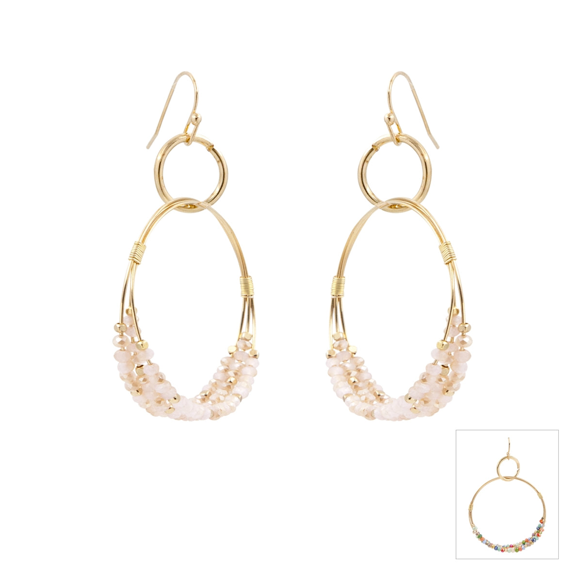 What's Hot Gold Wired DBL. Layered Pink Crystal Earrings