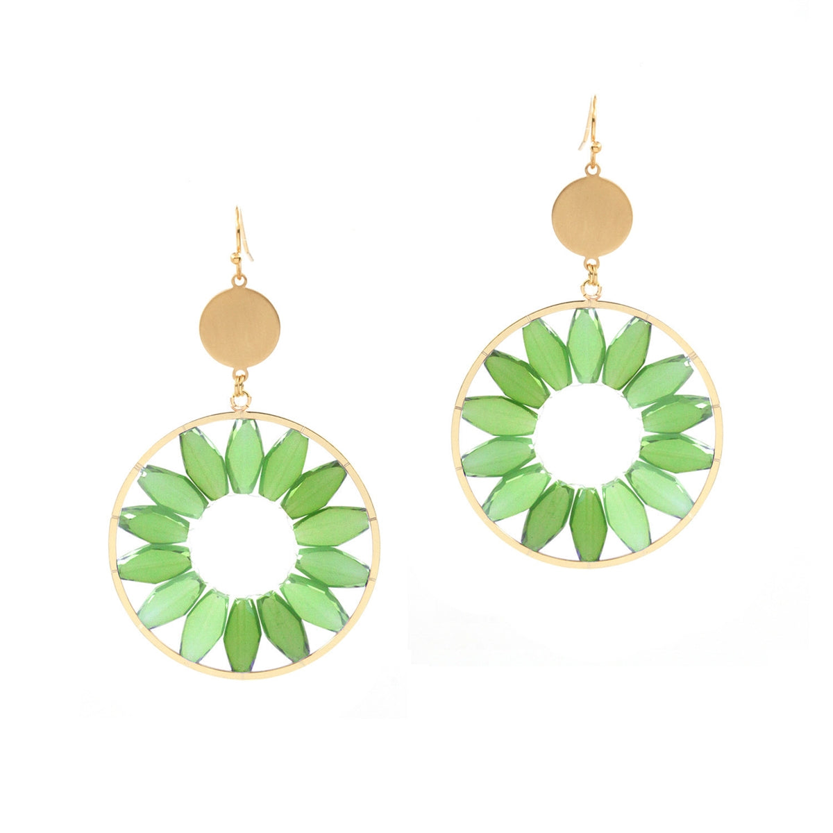 What's Hot Green Oval Circle Earrings