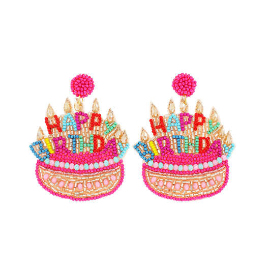 Viola Beaded Birthday Cake Earrings