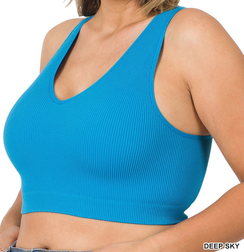 Zenana Ribbed Cropped Racerback Tank