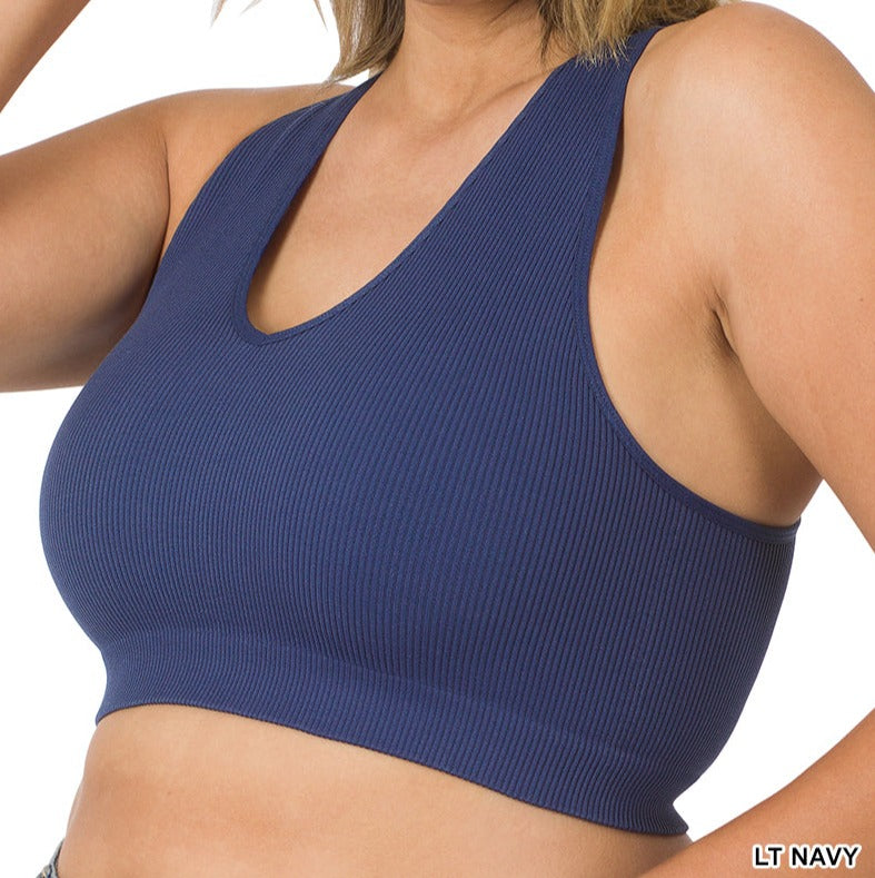 Zenana Ribbed Cropped Racerback Tank