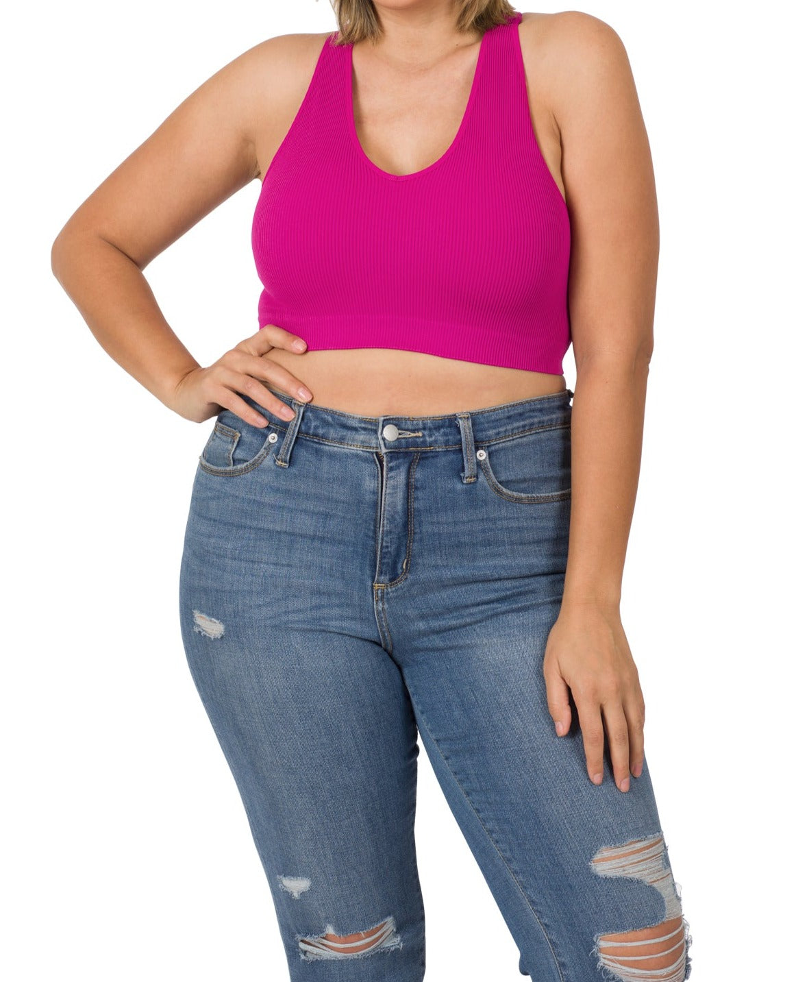 Zenana Ribbed Cropped Racerback Tank