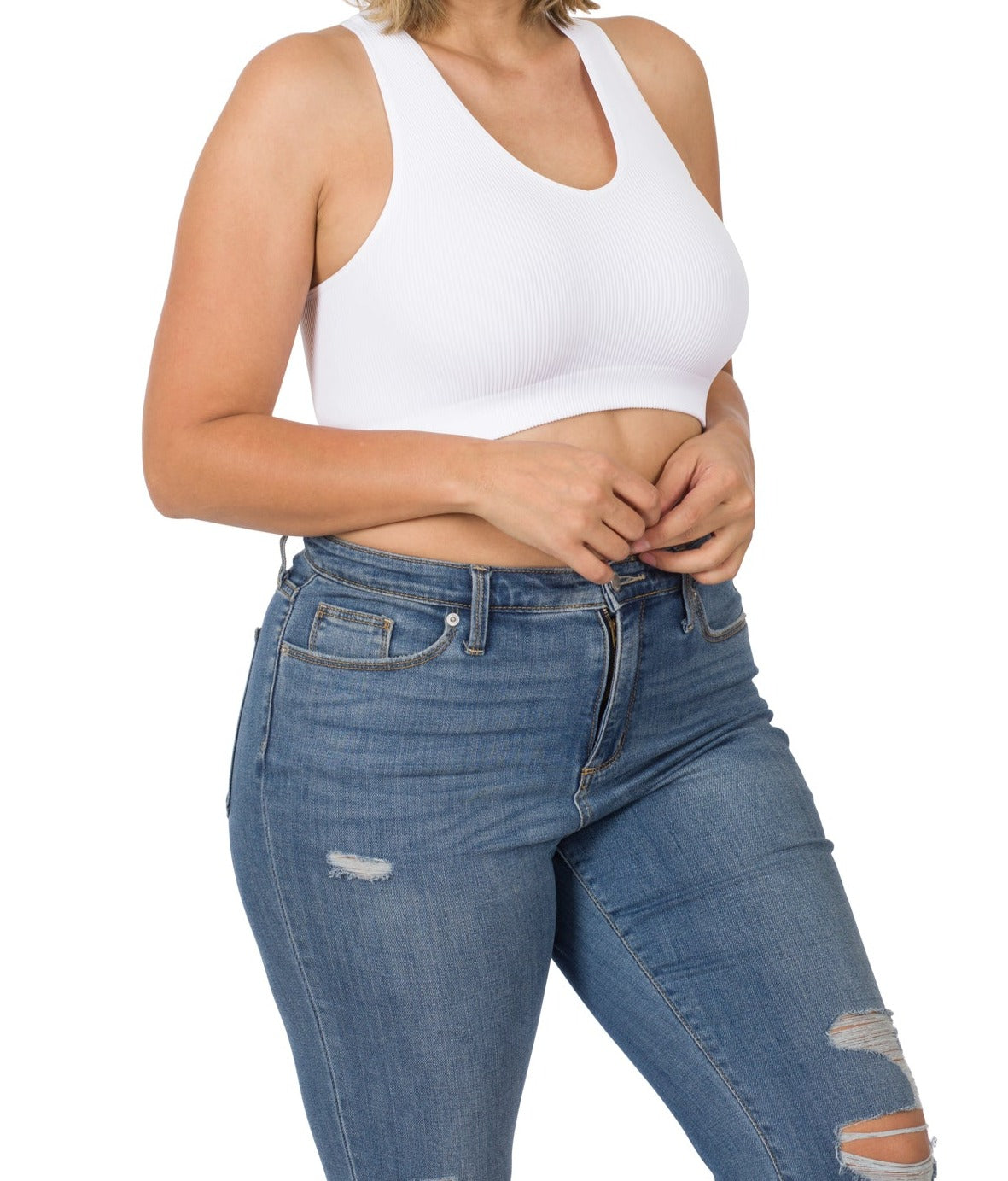 Zenana Ribbed Cropped Racerback Tank